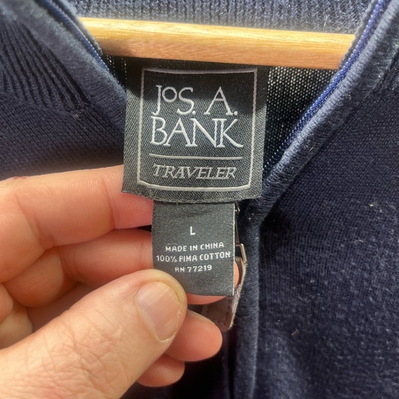 Jos. A Banks Traveler 100% Pima Cotton 1/4 Zip Shirt Mens M Navy soft Light 1861 - Picture 2 of 6
